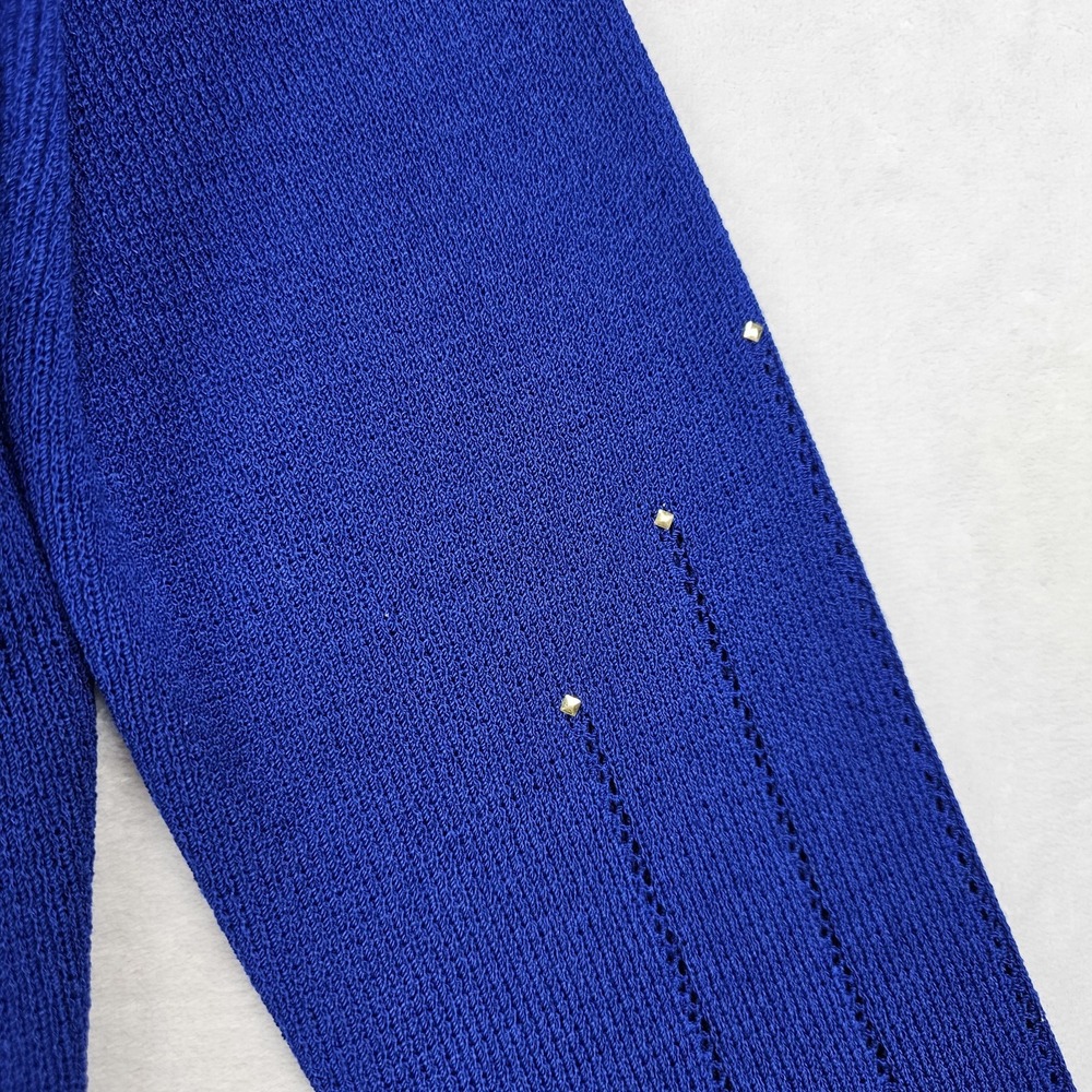 Vtg St John Pant Suit Jacket Marie Gray Women 6 Knit Royal Gold Full Zip Pull On - Picture 4 of 16